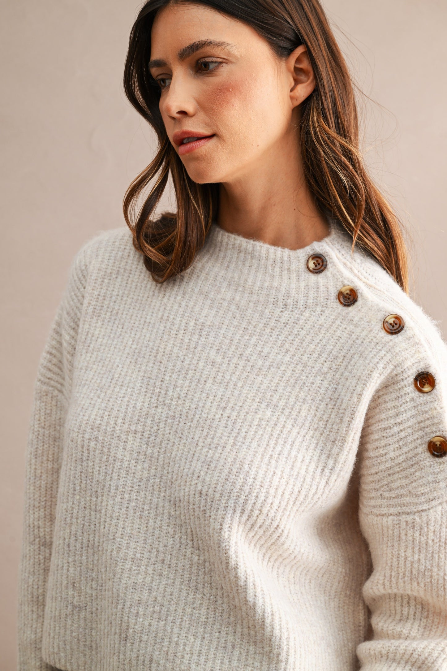 Knit Shoulder Button Sweater