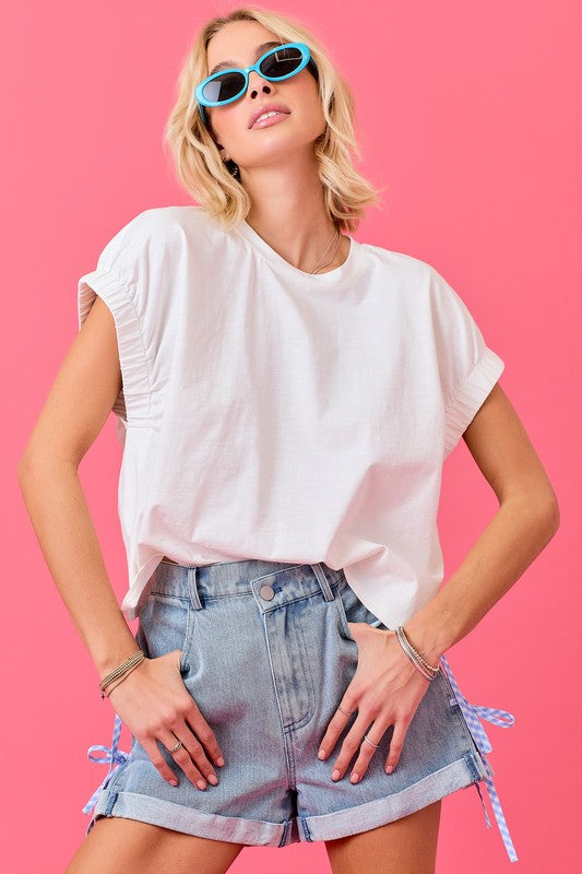 Oversized Top with Elastic Sleeve