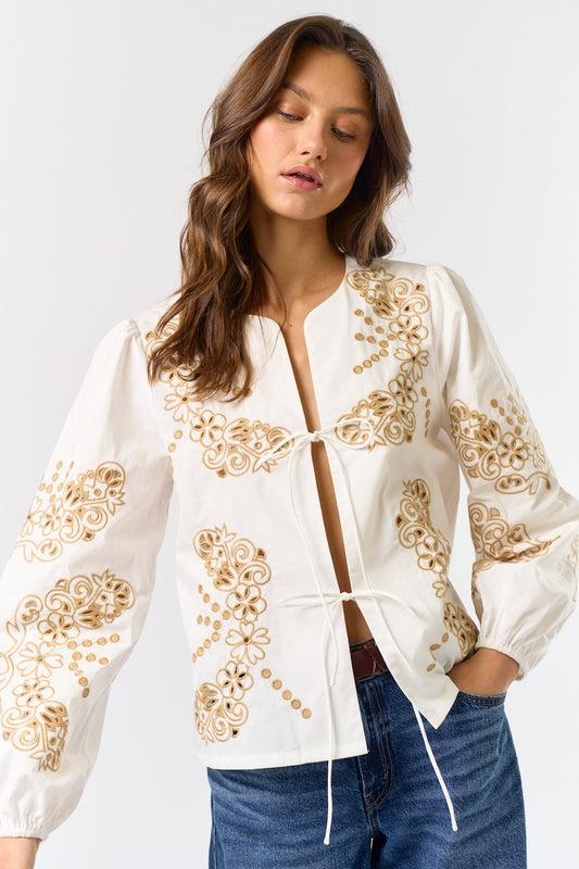 Floral España Front Tie Top