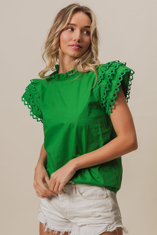 Woven Flutter Sleeve Blouse