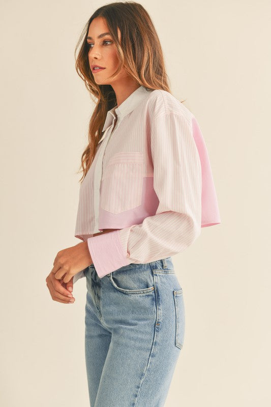 Collared Cropped Button Down