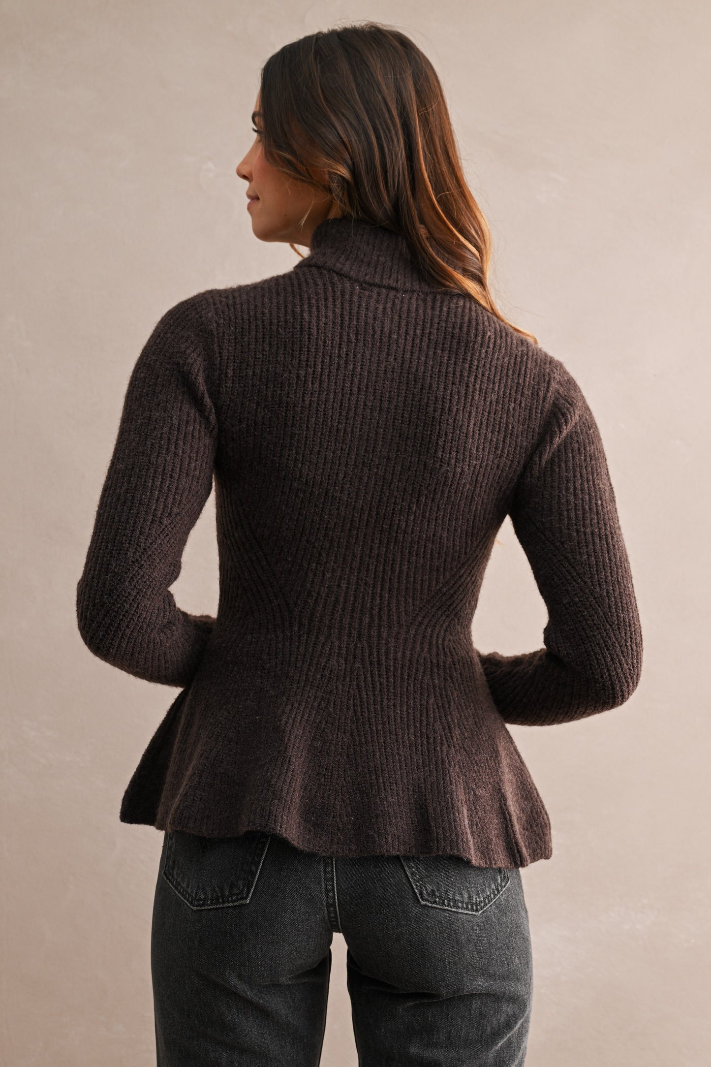 Knit Zip Peplum Cardigan