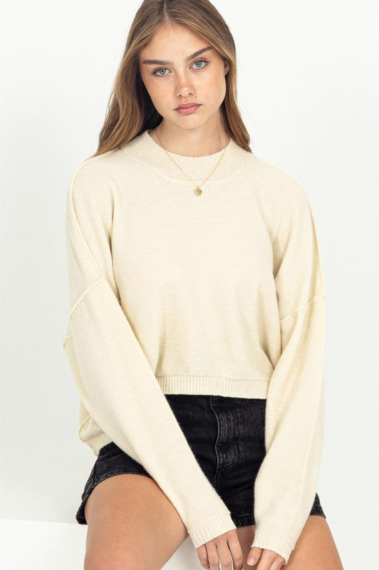 Cropped Mock Neck Sweater