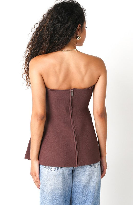 Strapless Knit Peplum Top