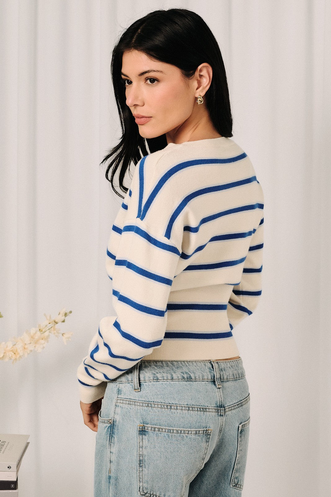 Stripe Button Front Sweater