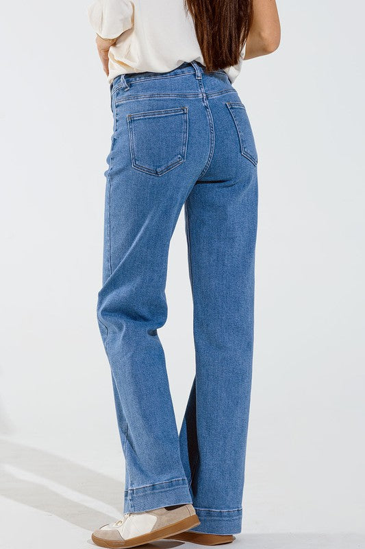 Straight Flare Jean with Button Detail