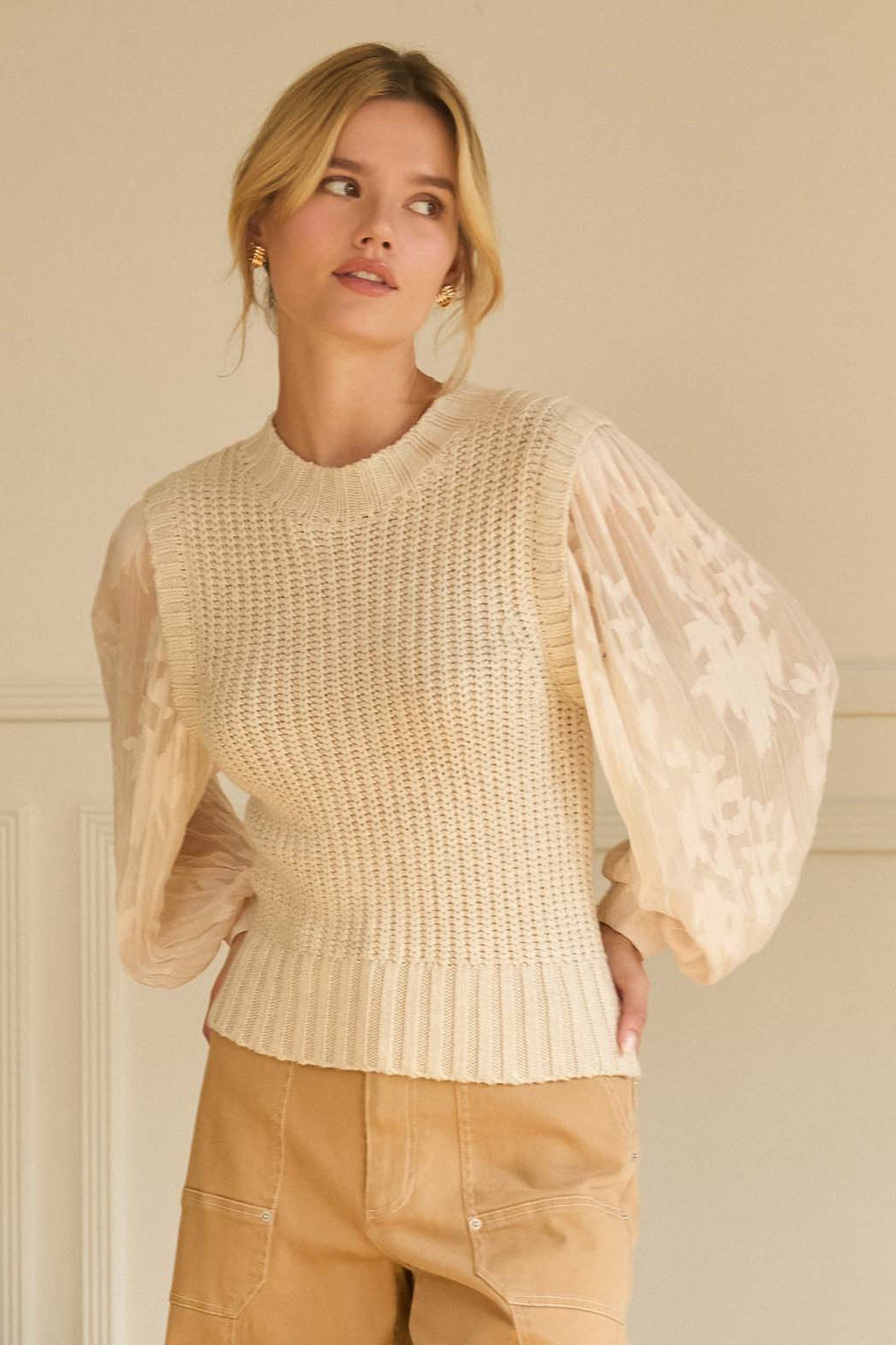 Mixed Media Knit Blouse