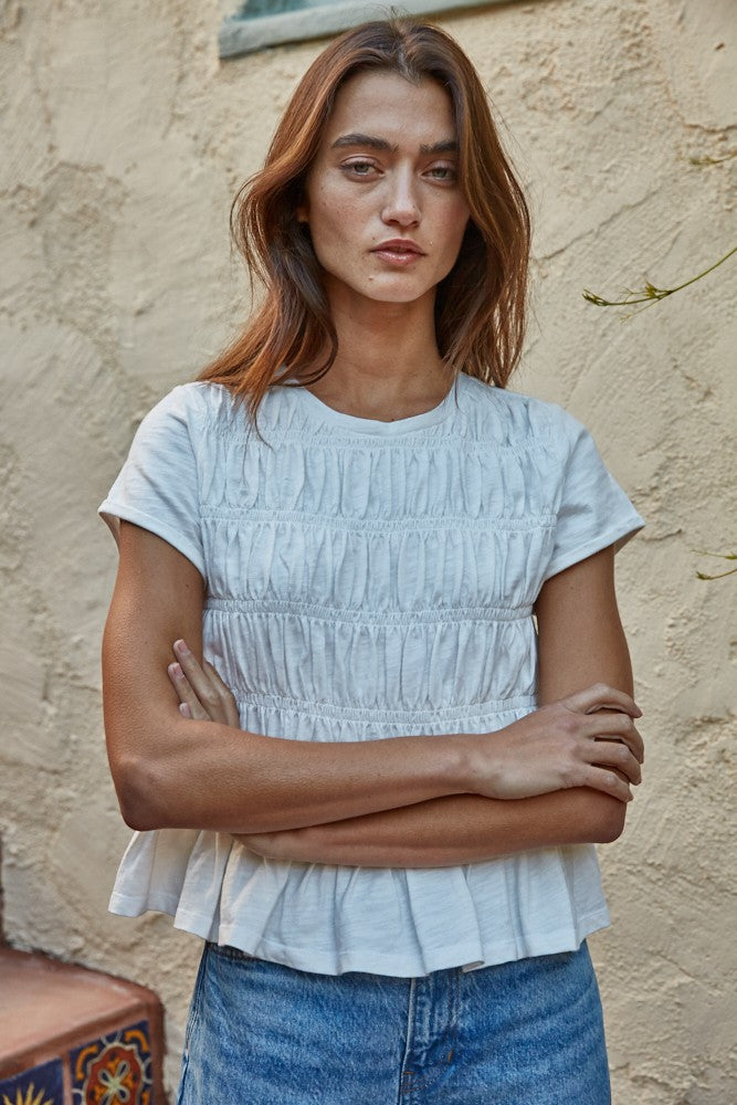 Smocked Short Sleeve Top