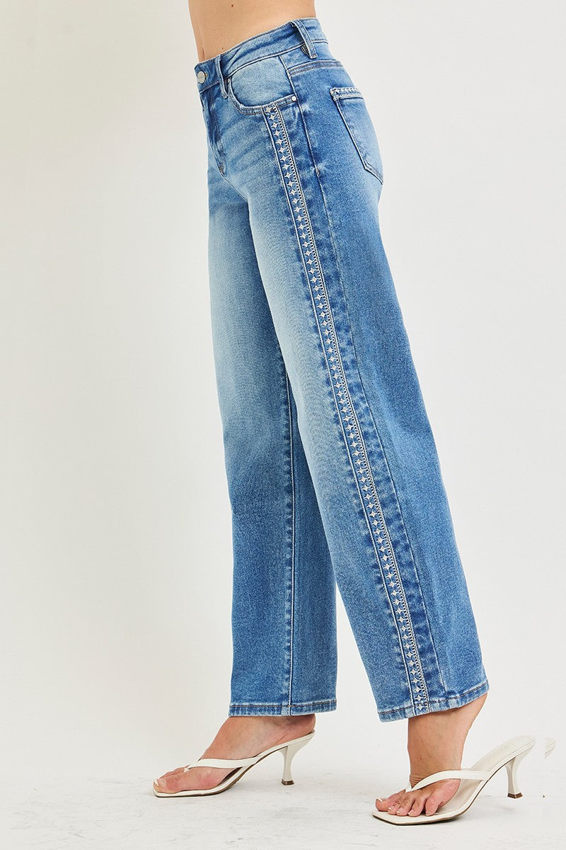 High-Rise Side Detail Barrel Jean