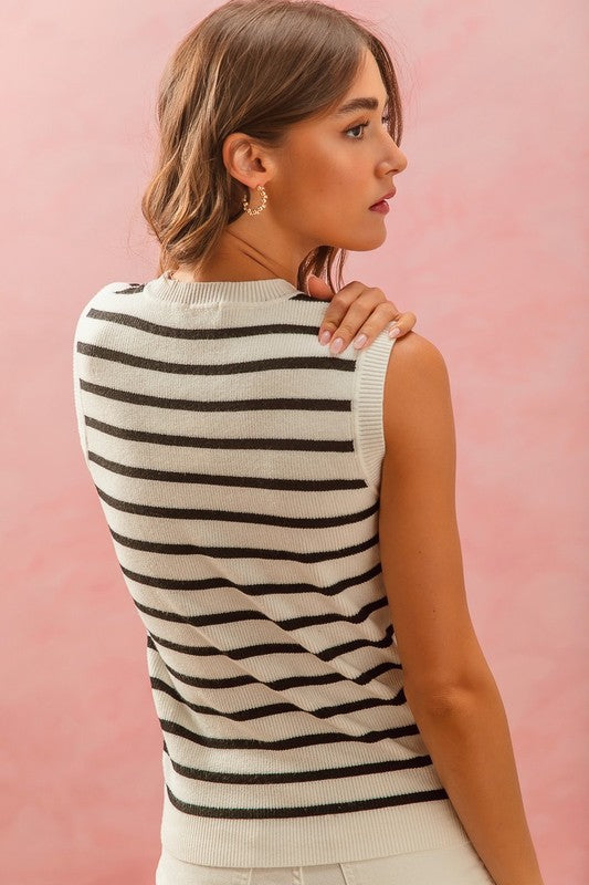 Stripe Sweater Twisted Top