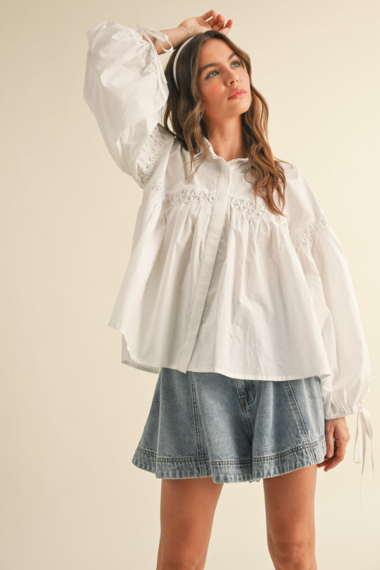 Detailed Button-Front Blouse