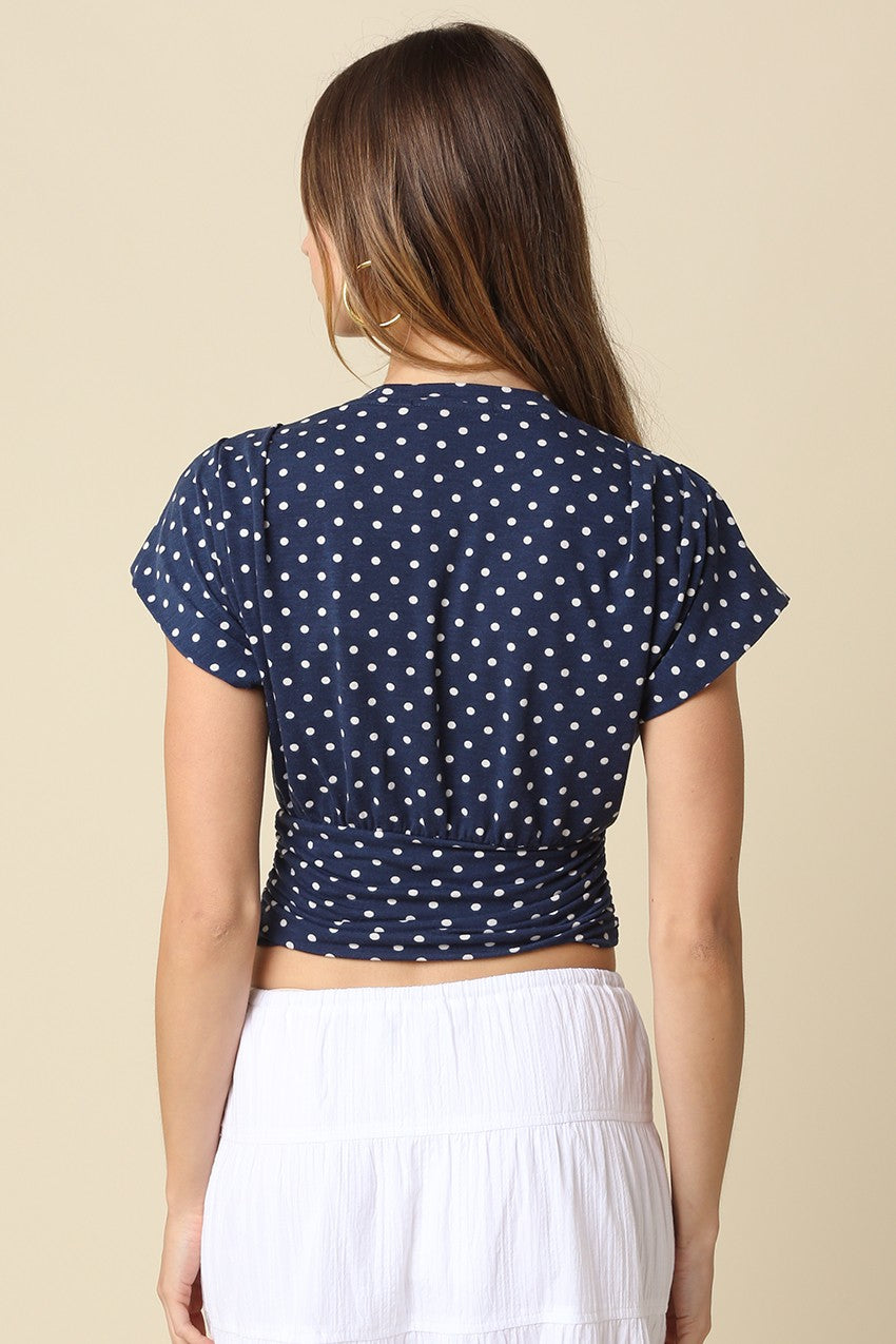 Polka Dot Ruched Waist Top