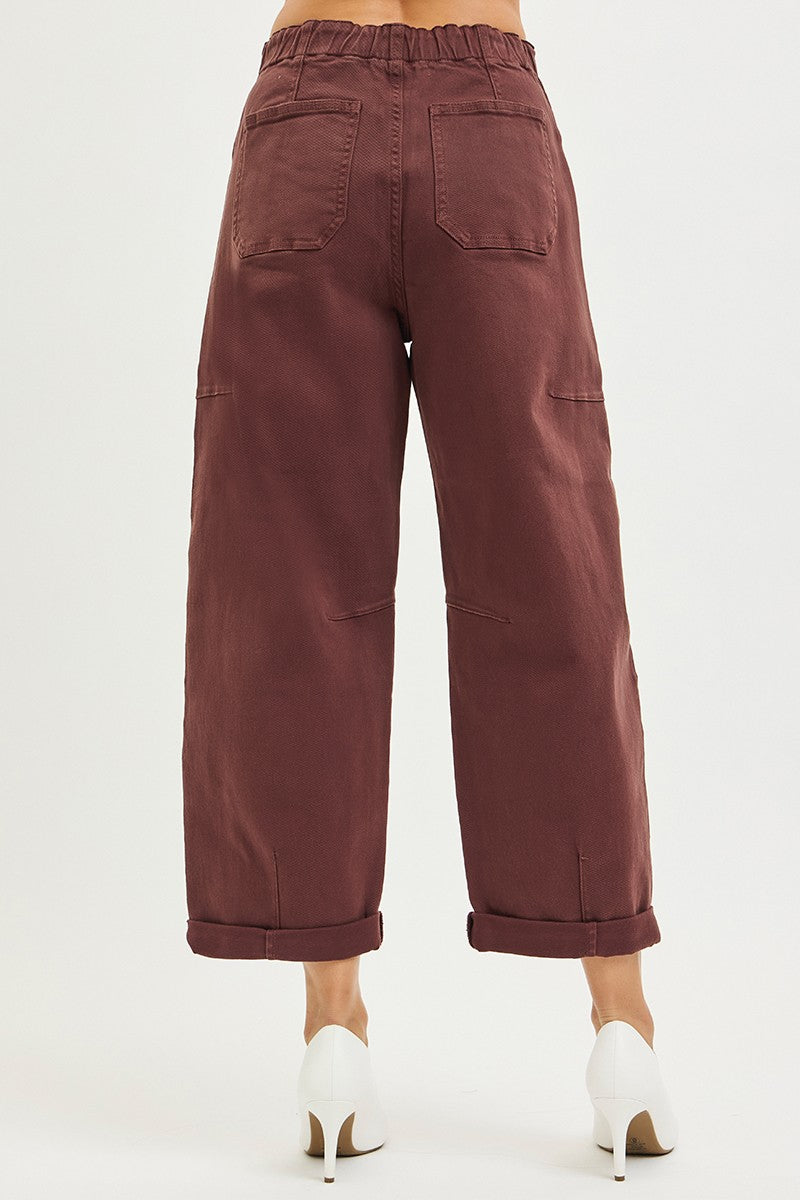 High-Rise Brown Barrel Jean