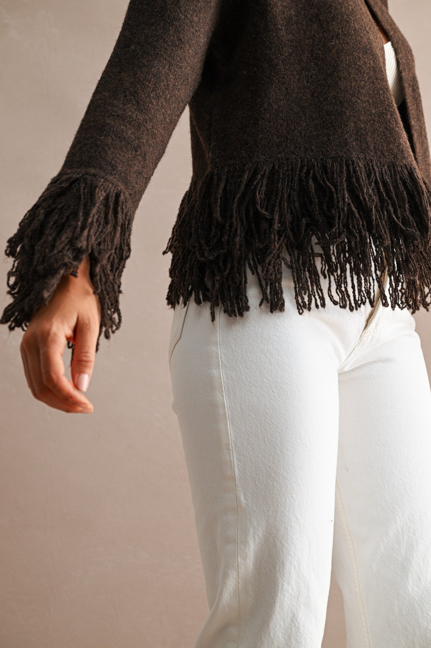 Fringe Trim Knit Cardigan