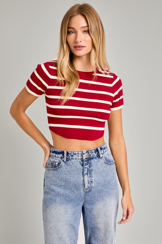 Basic Stripe Crop Tee