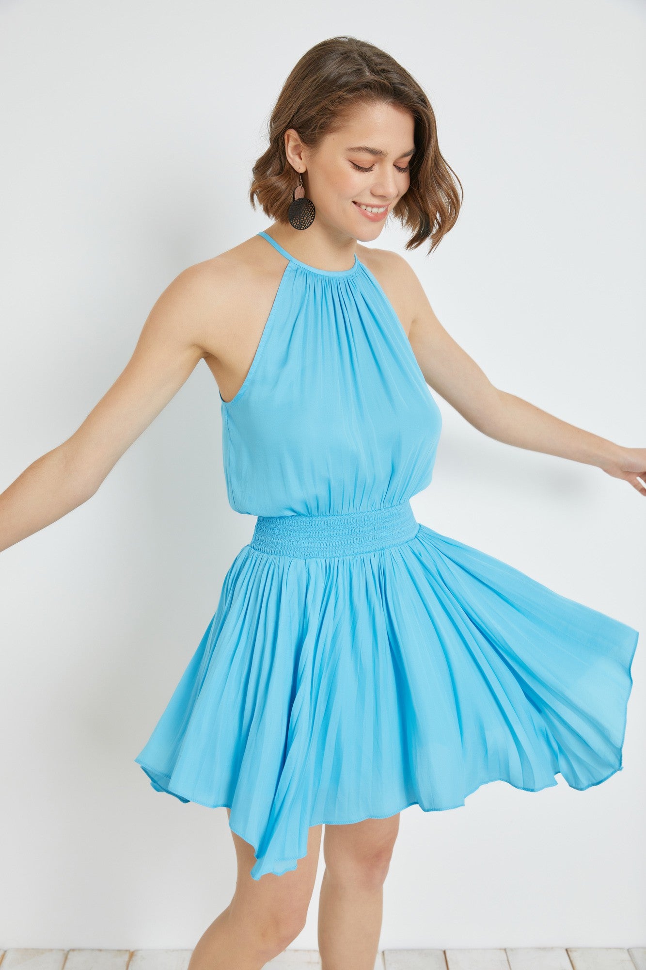 Turks Pleated Halter Dress