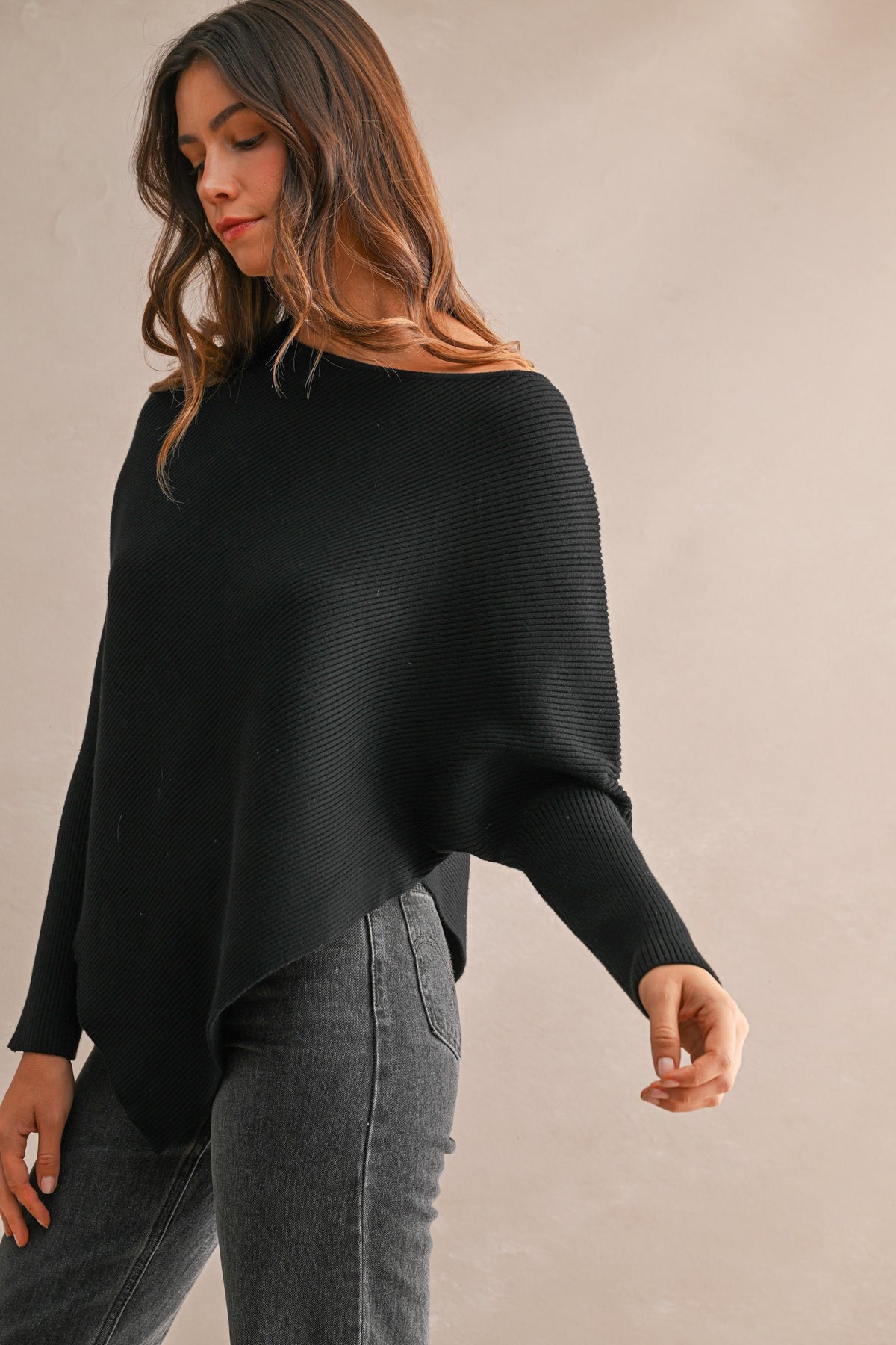 Ribbed Asymmetrical Sweater