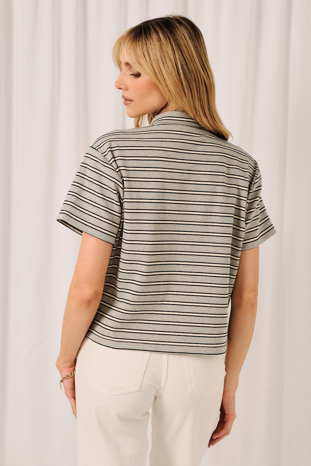 Stripe Top with Scarf Tie