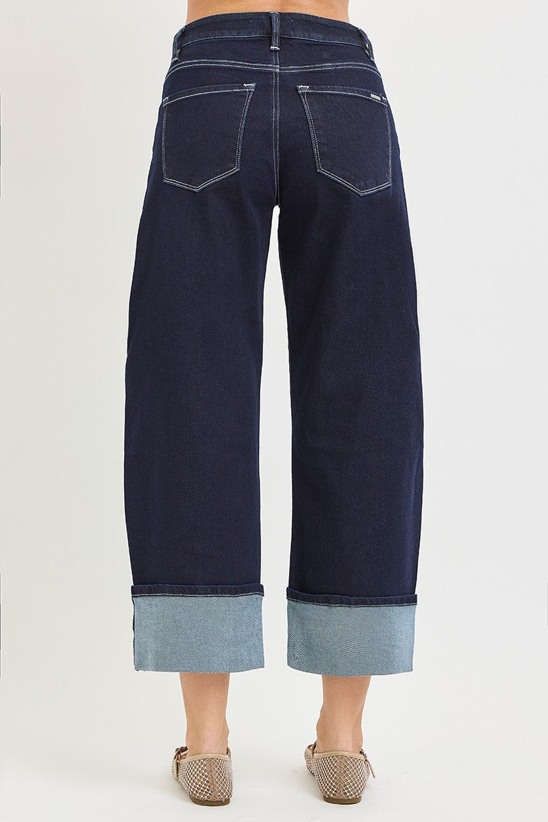 Cuffed Dark Barrel Jean