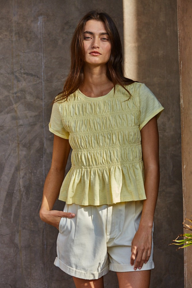 Smocked Short Sleeve Top