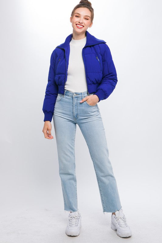 High Neck Cropped Puffer