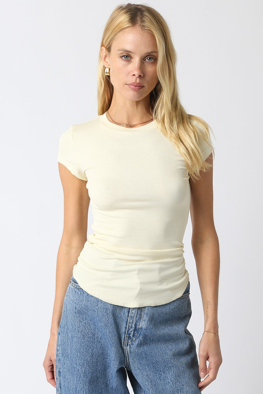 Ribbed Cap Sleeve Tee