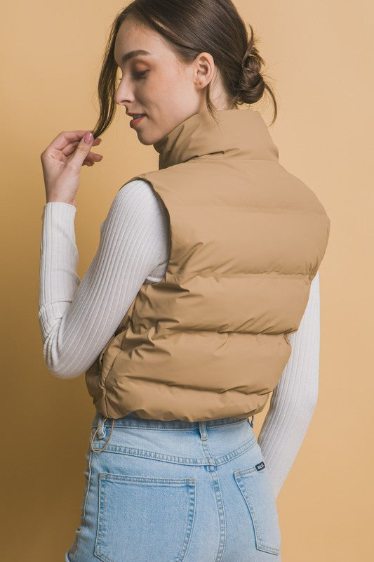 Cropped Vest With Adjustable Drawstrings