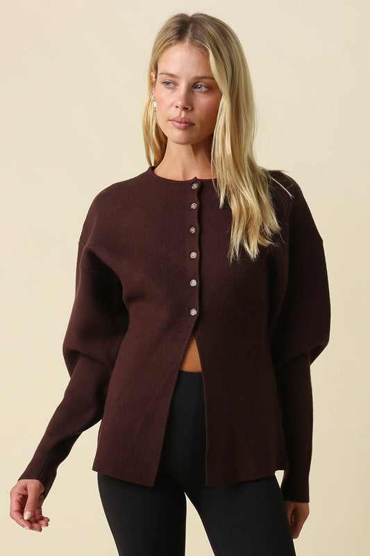 Button-Up Peplum Sweater