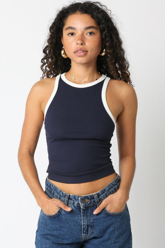 Contrast Halter Tank Top