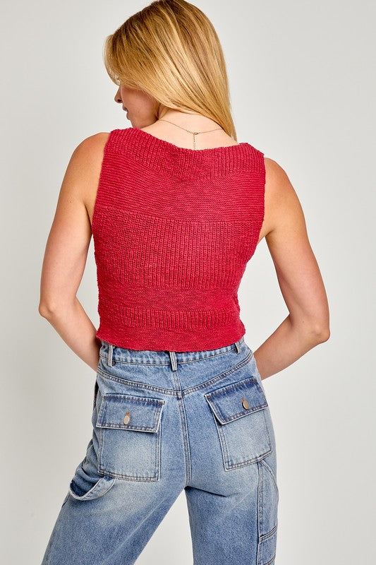 Sleeveless Bandage Woven Top