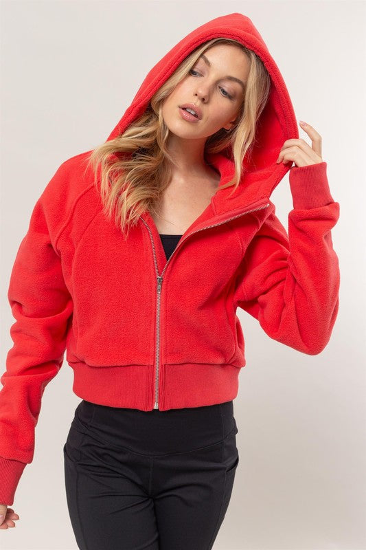 Fleece Zip-Front Hood Jacket