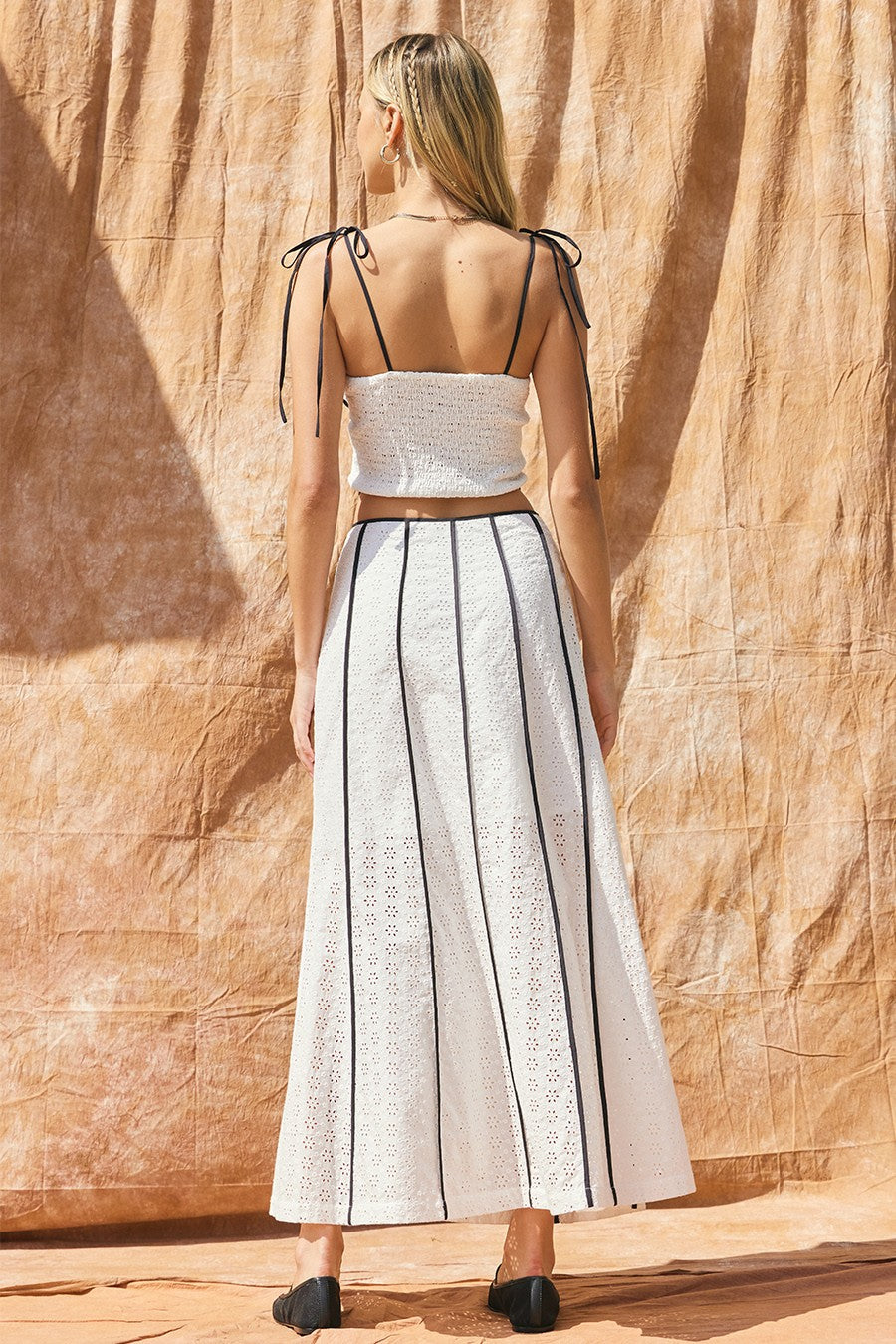 Eyelet Lace Cotton Maxi Skirt