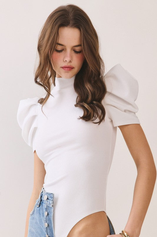 Knit Puff Sleeve Bodysuit