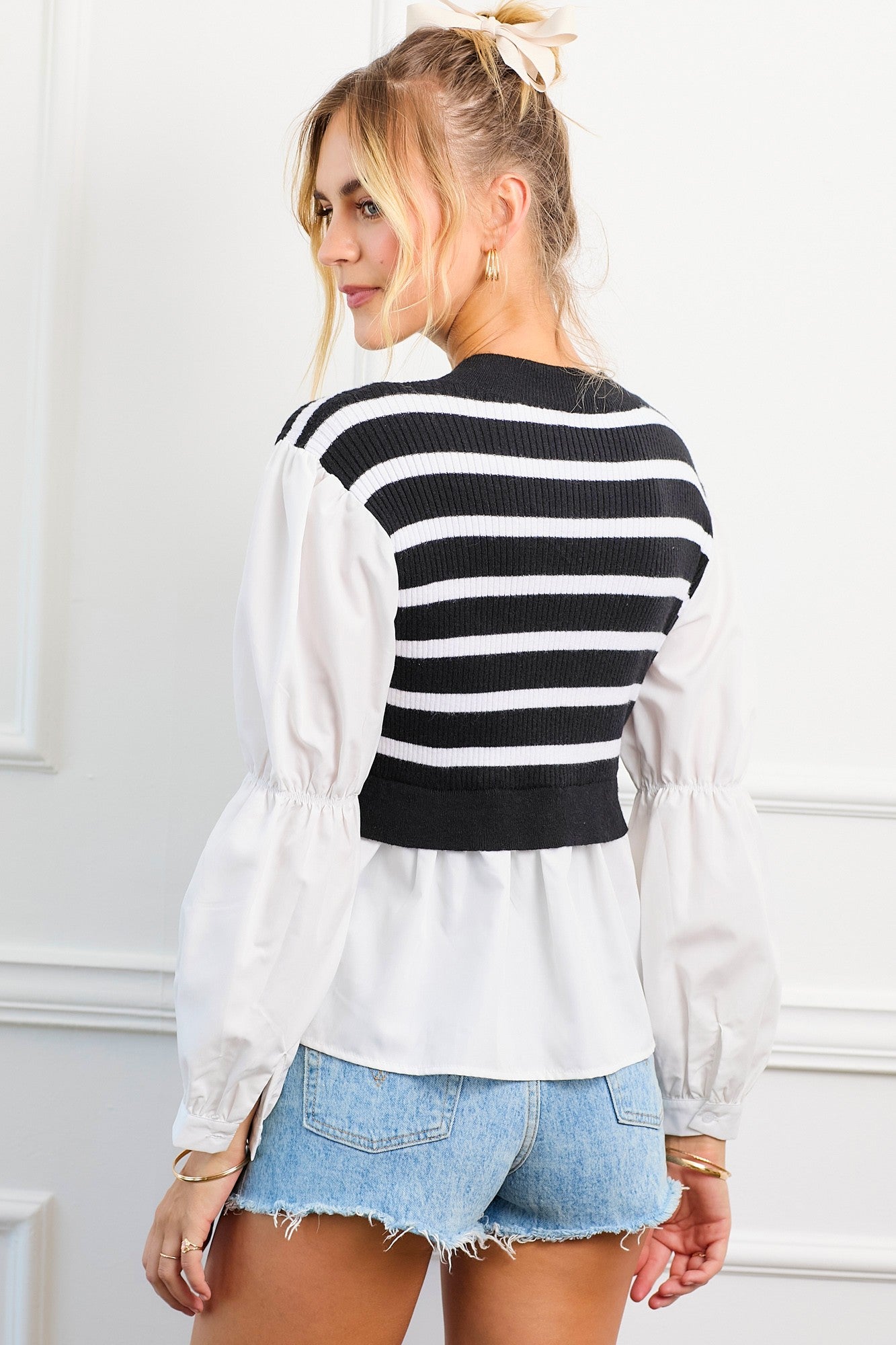 Striped Peplin Top