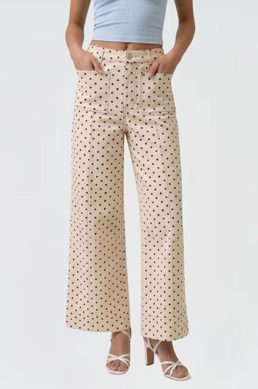 Polka Dot Wide-Leg Pants