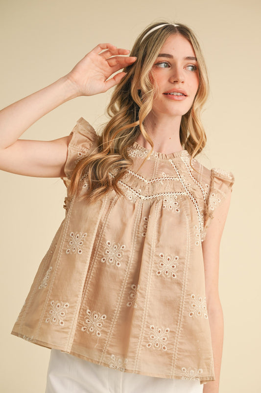 Eyelet Lace Detail Top