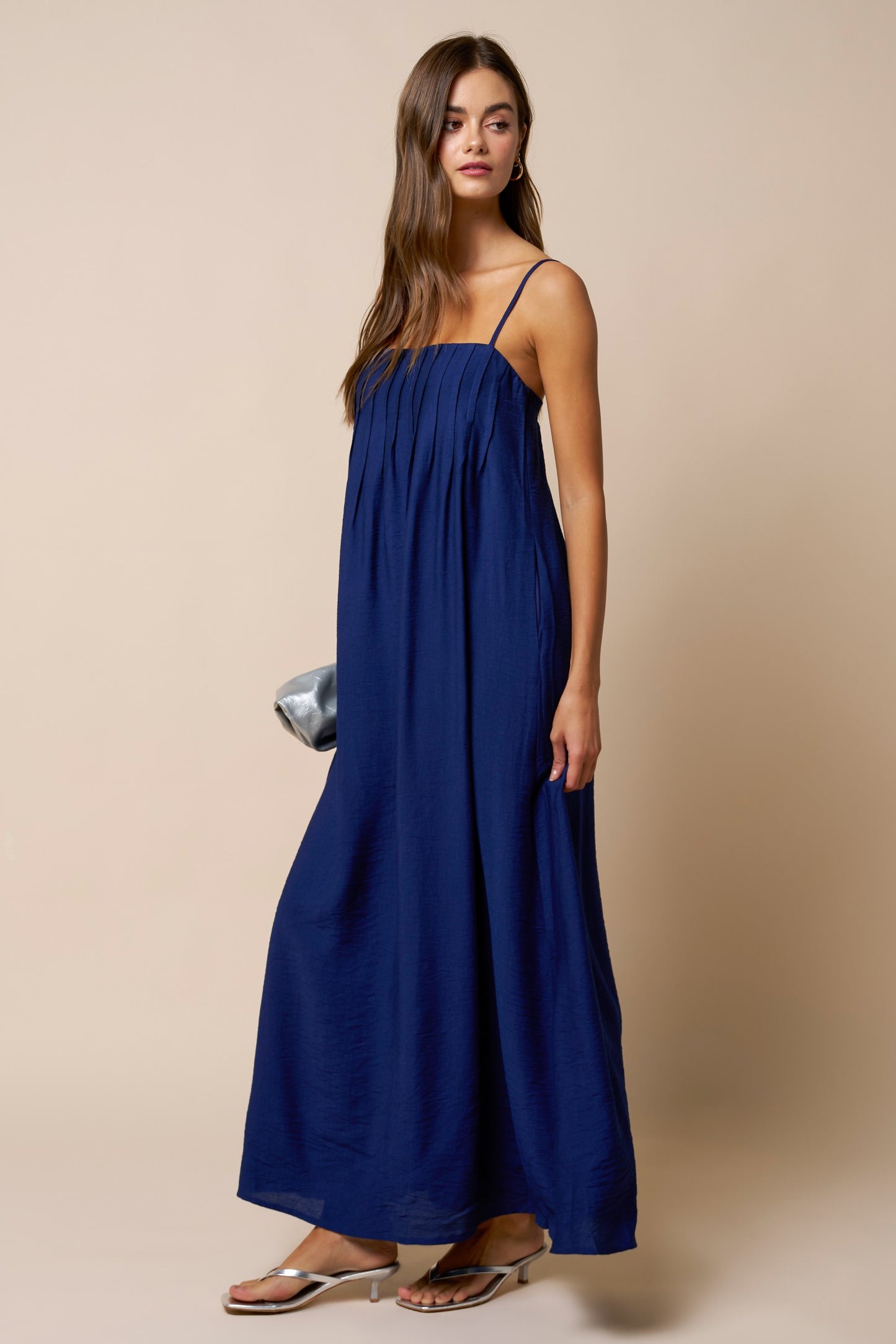 Pleated Flowy Maxi Dress