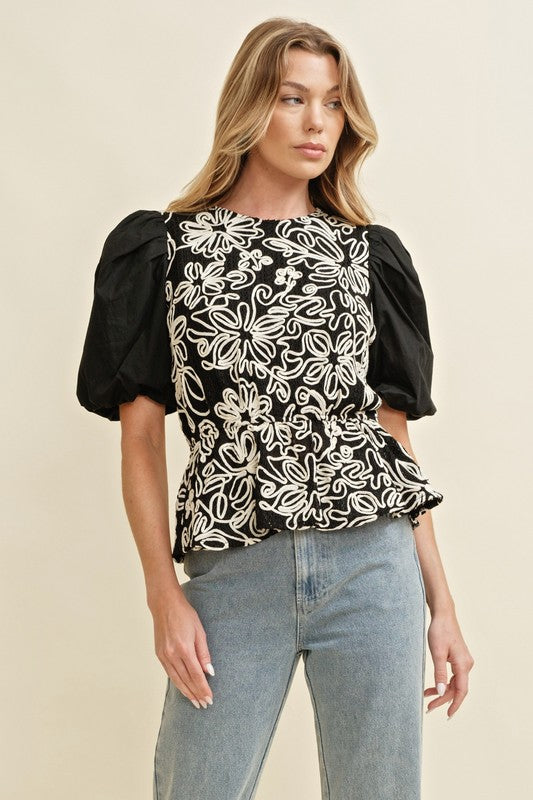 Puff Sleeve Floral Top