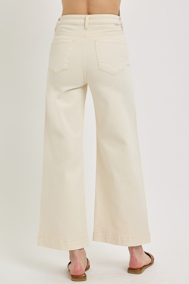 Crop Wide-Leg Ivory Jean