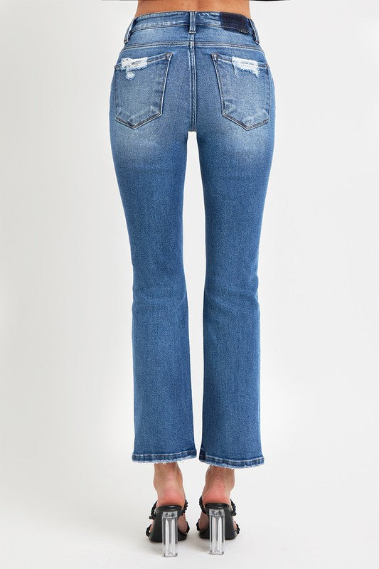 Mid Rise Straight Dark Jeans