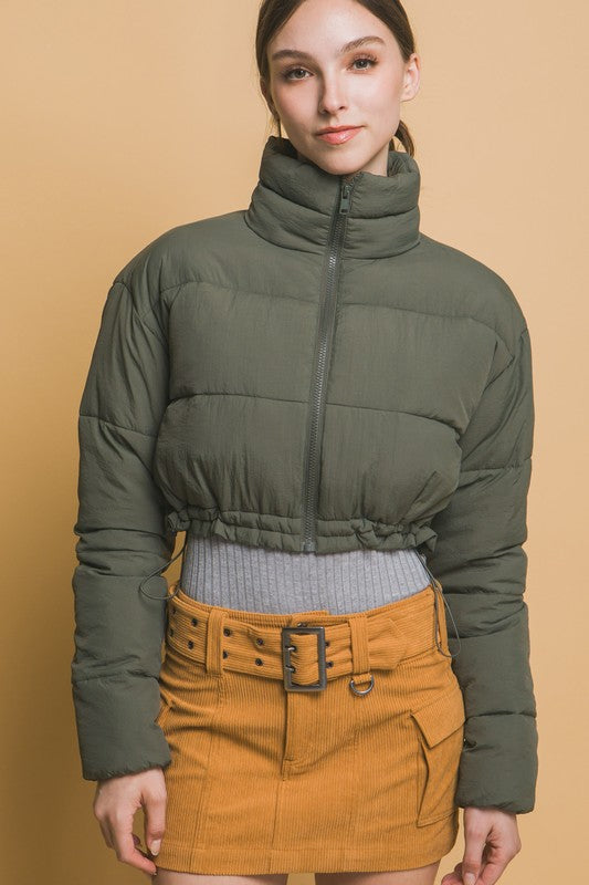 High- Neck Crop Puffer Jacket