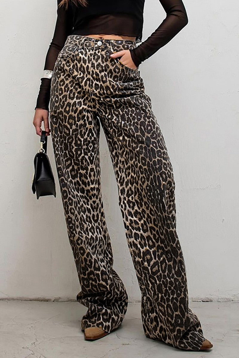 Leopard Denim Pants