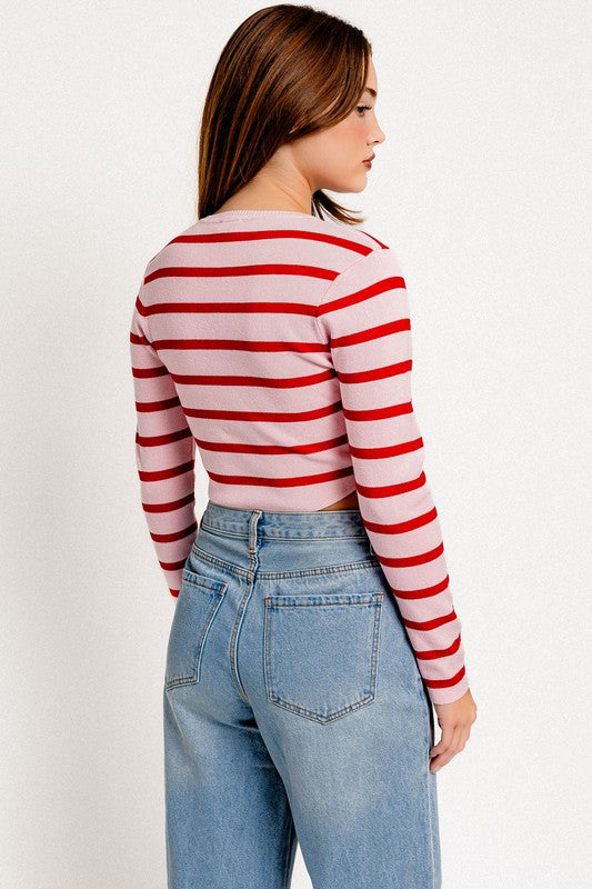 Cropped Striped Knitted Top