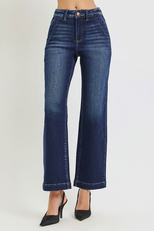 High-Rise Ankle Straight Jeans