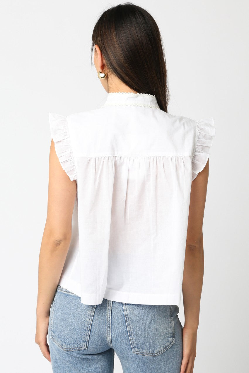 Ruffle Sleeve Tie Blouse