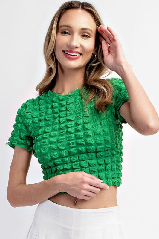 Geometric Textured Cropped Top