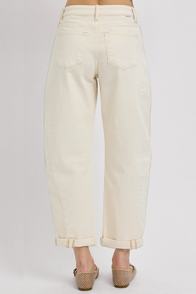 High Rise Relaxed Ivory Barrel Jean