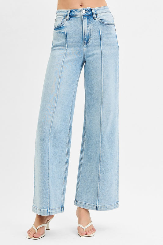 High Rise Wide Pintuck Jean