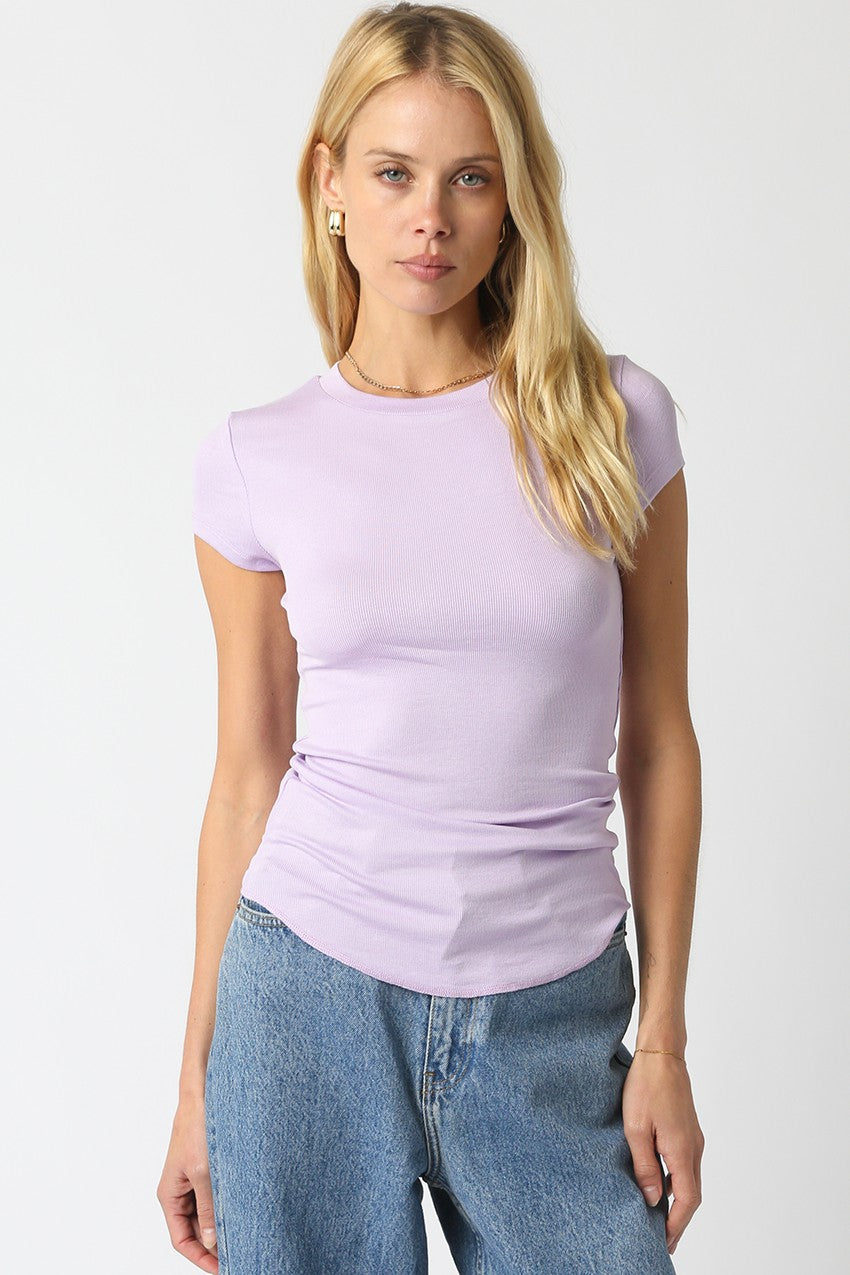 Ribbed Cap Sleeve Tee