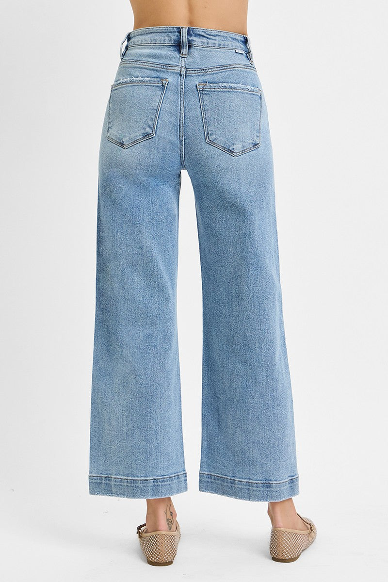 High Rise Crop Pin Tuck Jean